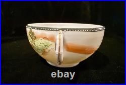 Antique Hand Painted Nippon Porcelain Tea Set Landscape Sunset Teapot Creamer
