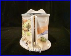 Antique Hand Painted Nippon Porcelain Tea Set Landscape Sunset Teapot Creamer