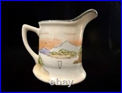 Antique Hand Painted Nippon Porcelain Tea Set Landscape Sunset Teapot Creamer