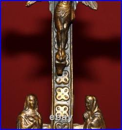 Antique Handcrafted Brass Cross Desk Crucifix