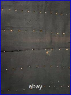 Antique Handmade Dark Blue Baby Silk Quilt Hand Stitched Hand Sewn