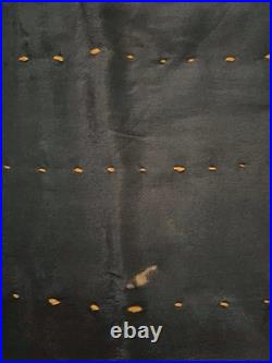 Antique Handmade Dark Blue Baby Silk Quilt Hand Stitched Hand Sewn