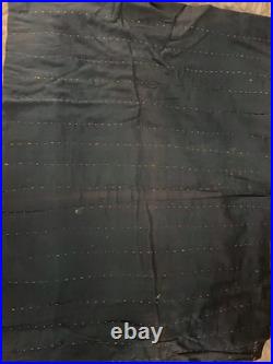 Antique Handmade Dark Blue Baby Silk Quilt Hand Stitched Hand Sewn