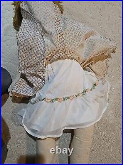 Antique Handmade Ragdoll Embroidered Face 20th C. Vintage Doll Rag Doll Cloth