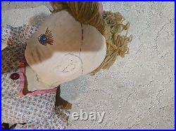 Antique Handmade Ragdoll Embroidered Face 20th C. Vintage Doll Rag Doll Cloth