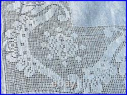 Antique Handwoven Sheet French Homespun Linen Fabric Blanket Handmade Lace