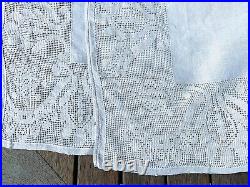 Antique Handwoven Sheet French Homespun Linen Fabric Blanket Handmade Lace