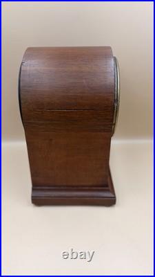 Antique Hanley Mantel Clock Brass Dial Gong Strike Runs Needs Service