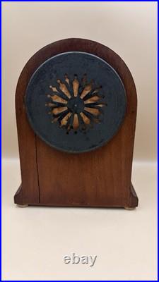 Antique Hanley Mantel Clock Brass Dial Gong Strike Runs Needs Service