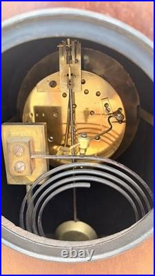 Antique Hanley Mantel Clock Brass Dial Gong Strike Runs Needs Service