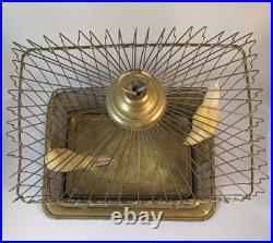 Antique Hendryx Brass Bird Cage with Two Decorative Birds Perched Inside