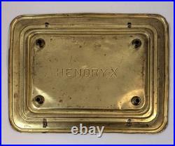 Antique Hendryx Brass Bird Cage with Two Decorative Birds Perched Inside