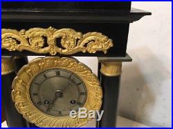 Antique Henri Marc French Empire Portico Mantle Clock