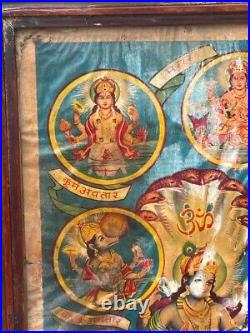 Antique Hindu Devotee God Vishnu Dashavatar Litho Print Poster Framed 15 x 11