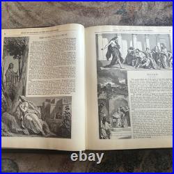 Antique Holy Bible Black Pictorian Family Bible Hard Cover