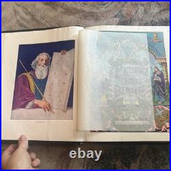 Antique Holy Bible Black Pictorian Family Bible Hard Cover