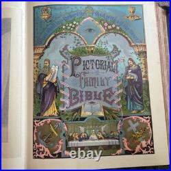 Antique Holy Bible Black Pictorian Family Bible Hard Cover