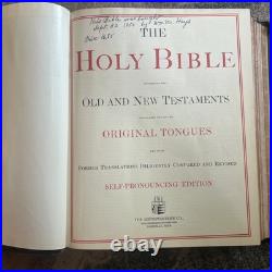 Antique Holy Bible Black Pictorian Family Bible Hard Cover