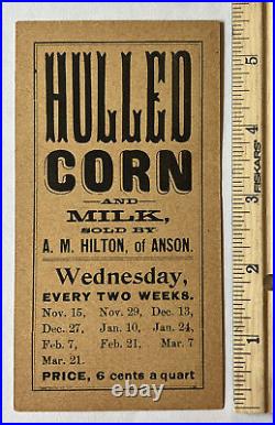 Antique Hulled Corn And Milk A. M. Hilton Of Anson Brown Advertisement