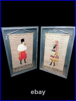 Antique Hungarian Transylvanian Framed Traditional Dress Attire Wall Art