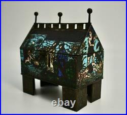 Antique Hunting Reliquary Patinated Enamel Bronze 19th biblical Abel Caine Scene