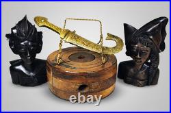 Antique Indo-persian Kanjar Dagger Heavy 13 Oz Chiseled Brass Warrior Lion Fish