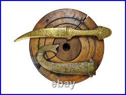 Antique Indo-persian Kanjar Dagger Heavy 13 Oz Chiseled Brass Warrior Lion Fish