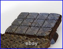 Antique Indonesian Batik Tjap Pair -Ceplok Diamond & Parang Border Copper Stamps