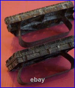 Antique Indonesian Batik Tjap Pair -Ceplok Diamond & Parang Border Copper Stamps