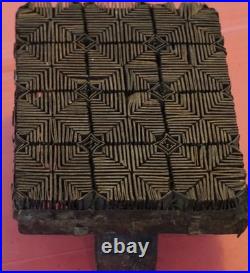 Antique Indonesian Batik Tjap Pair -Ceplok Diamond & Parang Border Copper Stamps