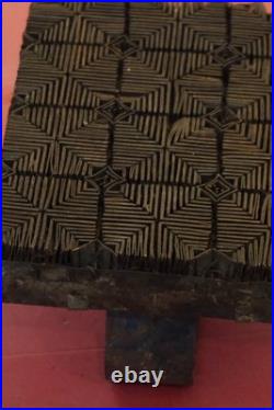 Antique Indonesian Batik Tjap Pair -Ceplok Diamond & Parang Border Copper Stamps