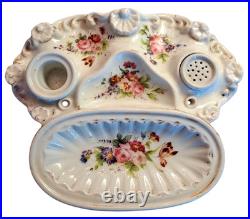 Antique Ink Well Porcelain in Floral Motif