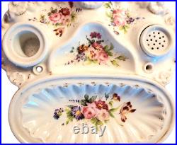 Antique Ink Well Porcelain in Floral Motif