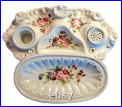 Antique Ink Well Porcelain in Floral Motif