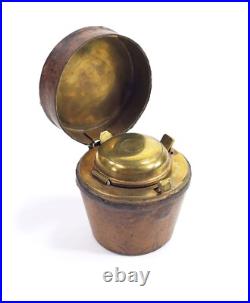 Antique Inkwell in the Form of a Leather Hat Box