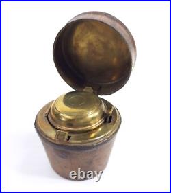 Antique Inkwell in the Form of a Leather Hat Box