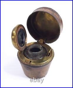 Antique Inkwell in the Form of a Leather Hat Box