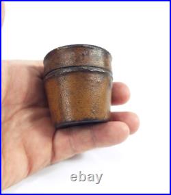 Antique Inkwell in the Form of a Leather Hat Box