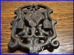Antique Iron Coaster USA Vintage Metal Drink Mat Collectible