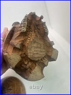 Antique Japanese Skull, Snake & Frog Tobacco Cigar Humidor Hand-carved Folk Art