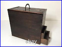 Antique Japanese Wooden Jewelry Trinket Box withHandle, 9 1/2 D x 5 W x 10 Tall