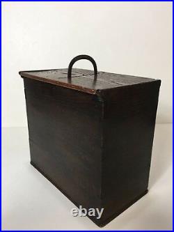 Antique Japanese Wooden Jewelry Trinket Box withHandle, 9 1/2 D x 5 W x 10 Tall