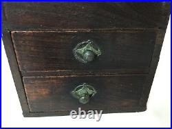 Antique Japanese Wooden Jewelry Trinket Box withHandle, 9 1/2 D x 5 W x 10 Tall