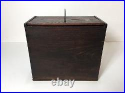 Antique Japanese Wooden Jewelry Trinket Box withHandle, 9 1/2 D x 5 W x 10 Tall