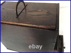 Antique Japanese Wooden Jewelry Trinket Box withHandle, 9 1/2 D x 5 W x 10 Tall