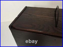 Antique Japanese Wooden Jewelry Trinket Box withHandle, 9 1/2 D x 5 W x 10 Tall