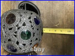 Antique Jeweled Hanging Oil Lamp Light Fixture Lamp Shade With Jewels BH