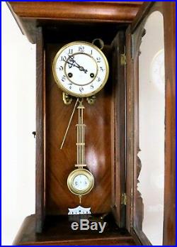 Antique Junghans quality gong rod German wall clock Vienna regulator 1890