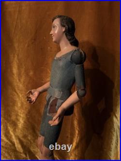 Antique Large Polychromed Wooden SpanishBaroque Santos C 1800th 30 High