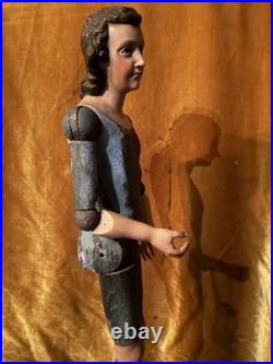Antique Large Polychromed Wooden SpanishBaroque Santos C 1800th 30 High